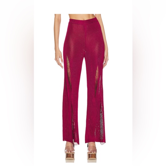 Cult Gia burgundy knit pant size small - Picture 4 of 6